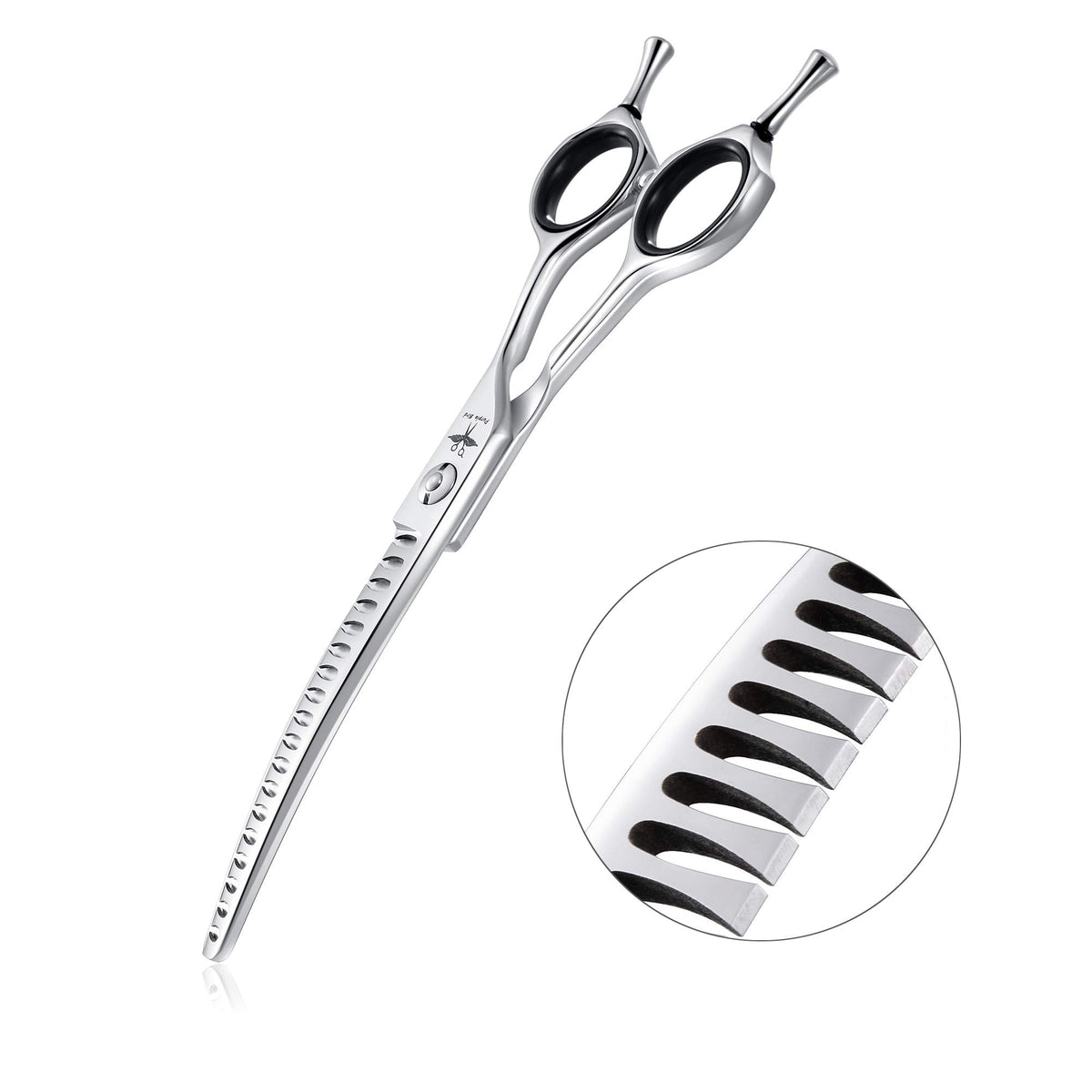 PURPLEBIRD dog grooming scissors curved blades for gentle pet trims.