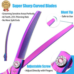 PurpleBird Japanese 440C stainless steel blades with sharp V teeth for consistent cuts.