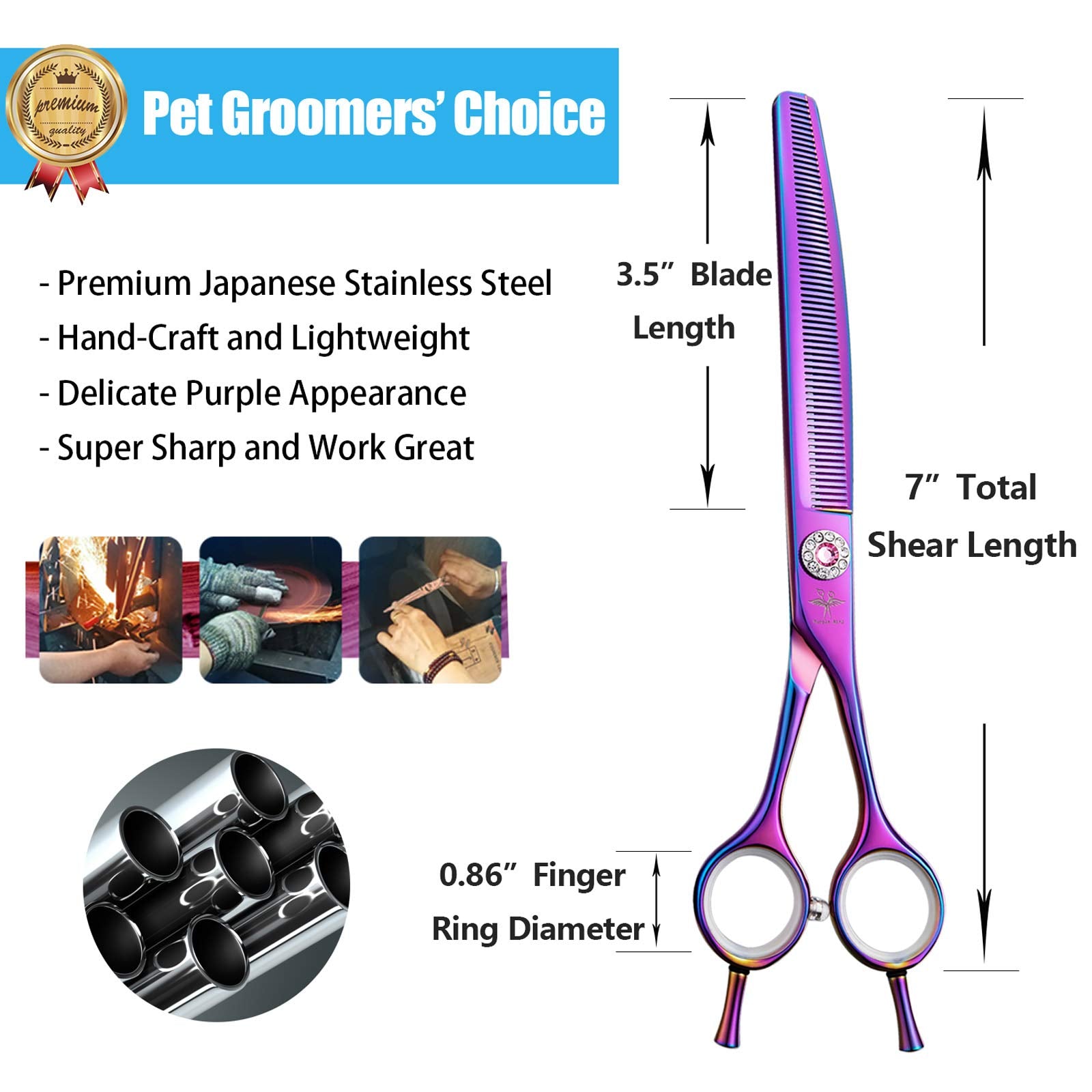 PurpleBird vacuum plated titanium finish adds color and scratch resistance.