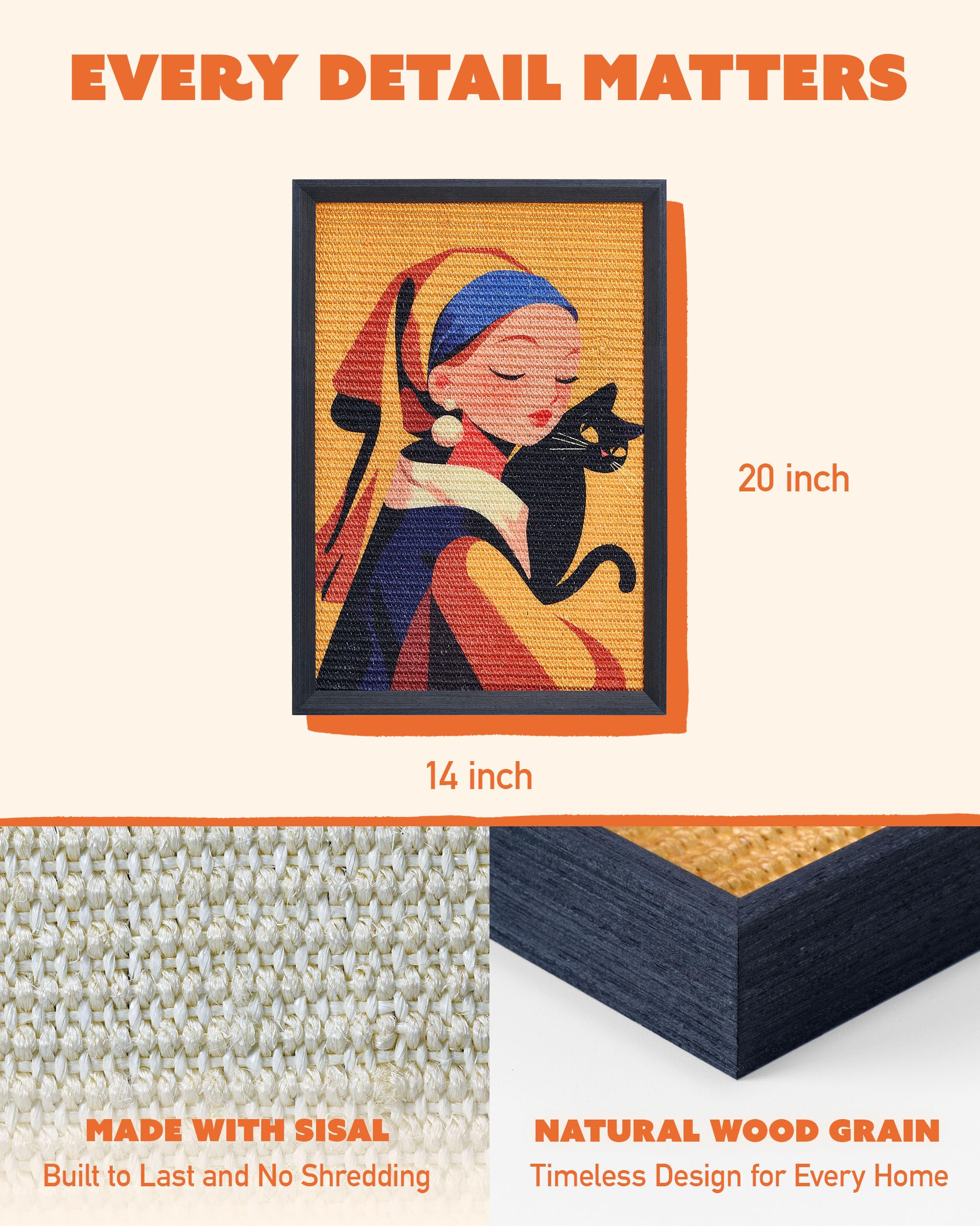 PURRDEE sisal texture scratch area close-up demonstrates tree-bark texture cats enjoy