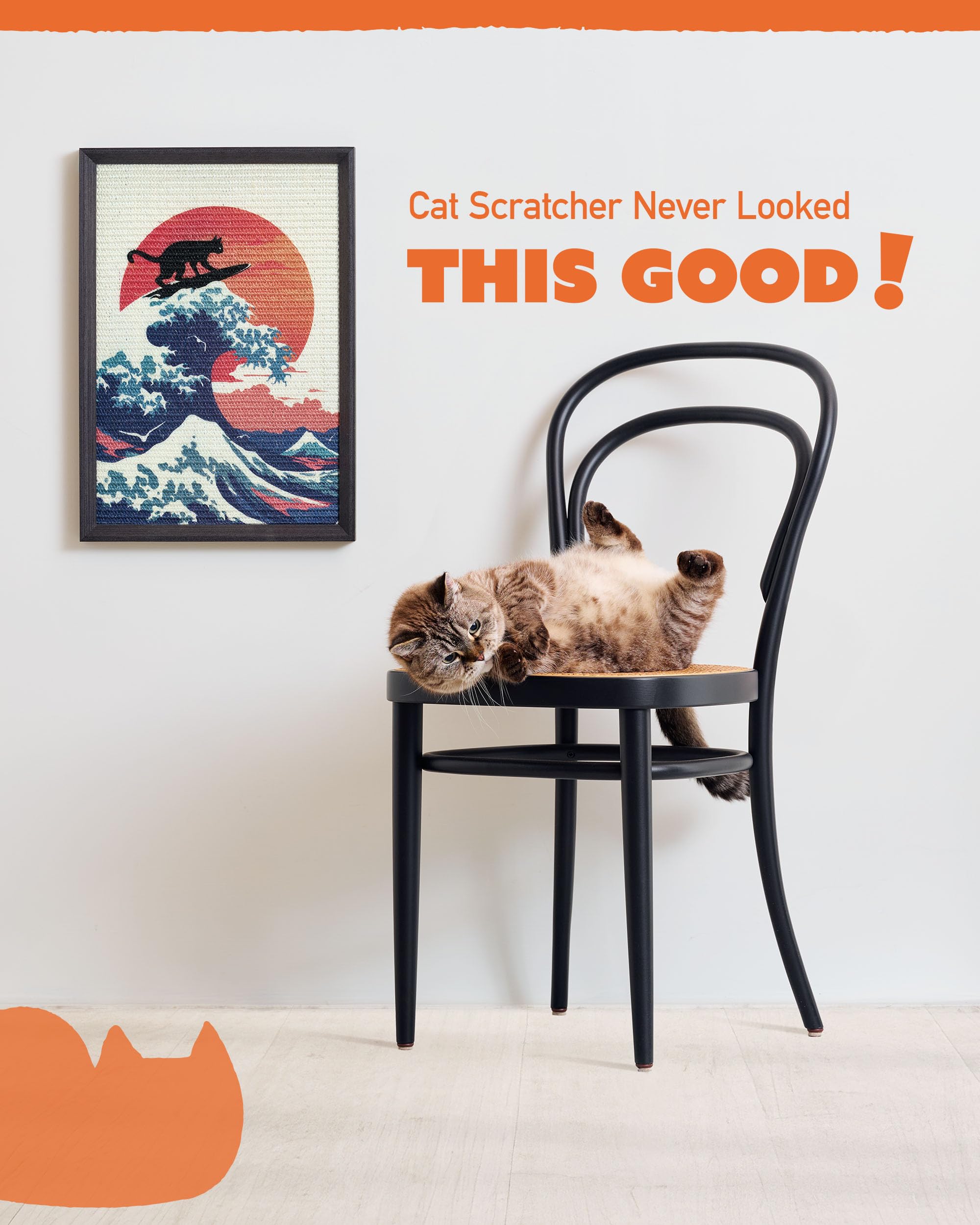 PURRDEE vertical scratch wall mount for apartments with limited space.