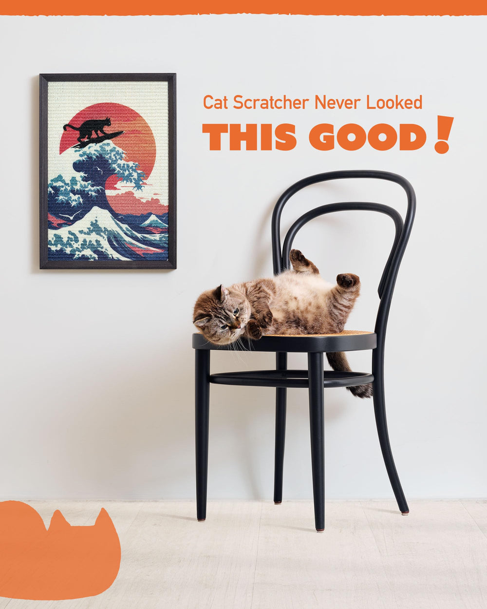 PURRDEE vertical scratch wall mount for apartments with limited space.