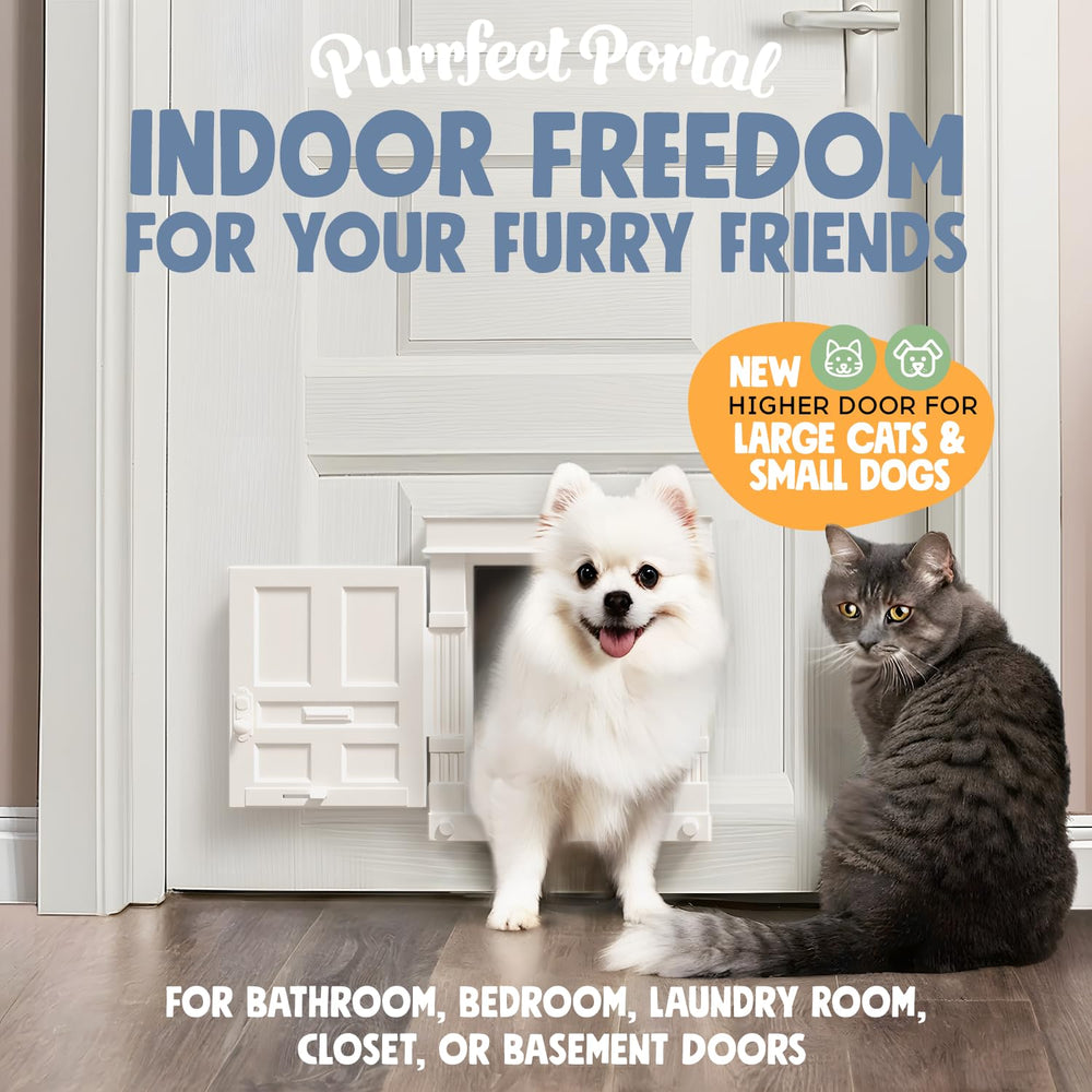Beacon Hill interior cat door privacy lock demonstrates controlled access for playtime or quiet hours.