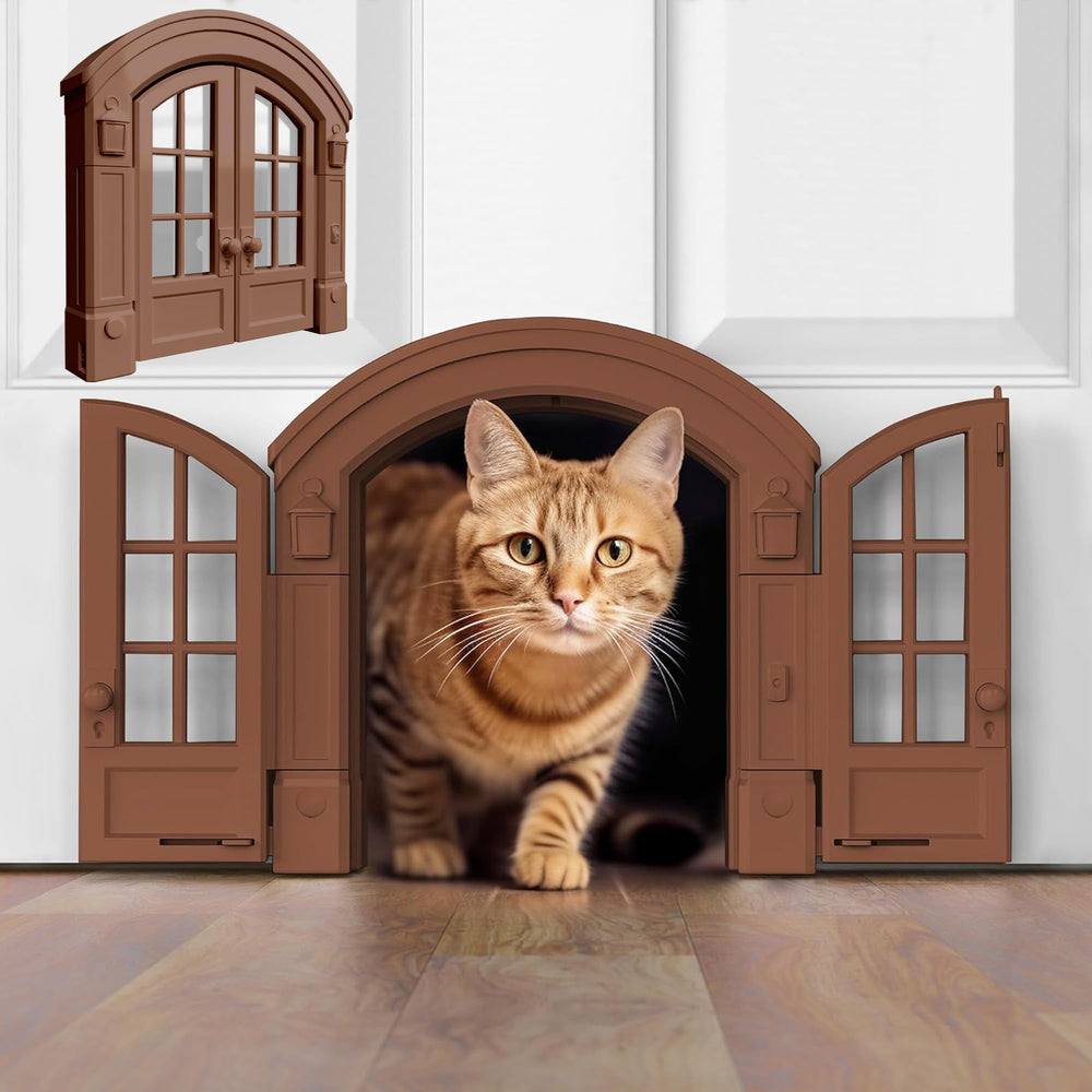 Purrfect Portal French cat door front view highlighting privacy and interior style.
