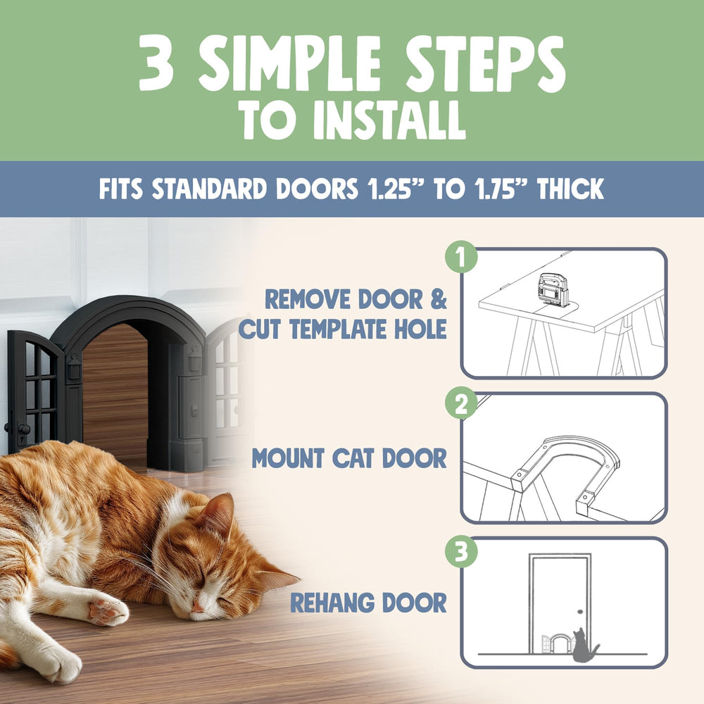 Purrfect Portal French Cat Door stylish design featuring white finish and window panels