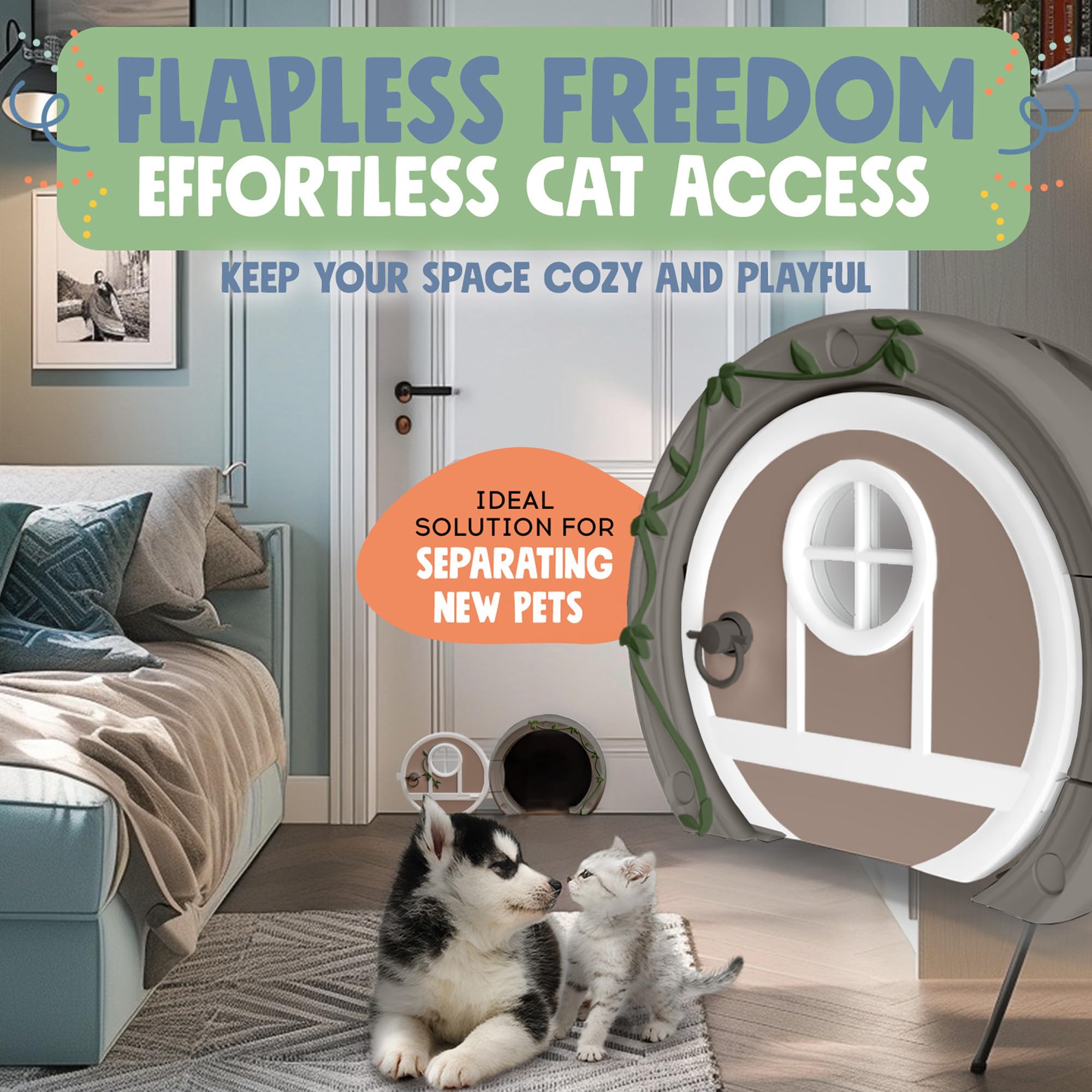 Purrfect Portal Gnome Door durable-design: robust build for playful felines.