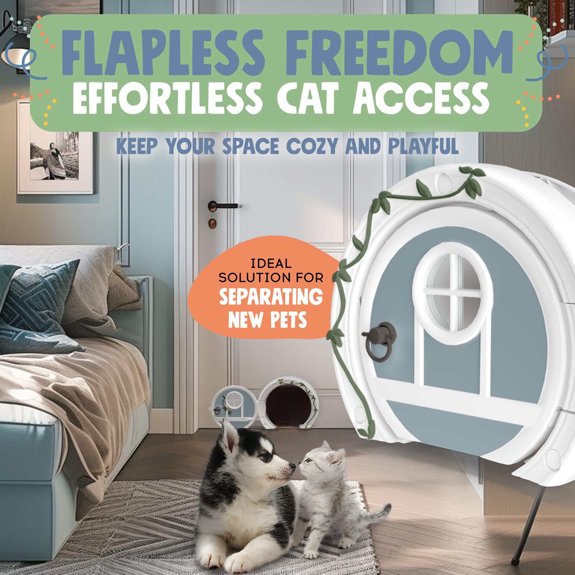Purrfect Portal Gnome Door easy install kit supports quick setup
