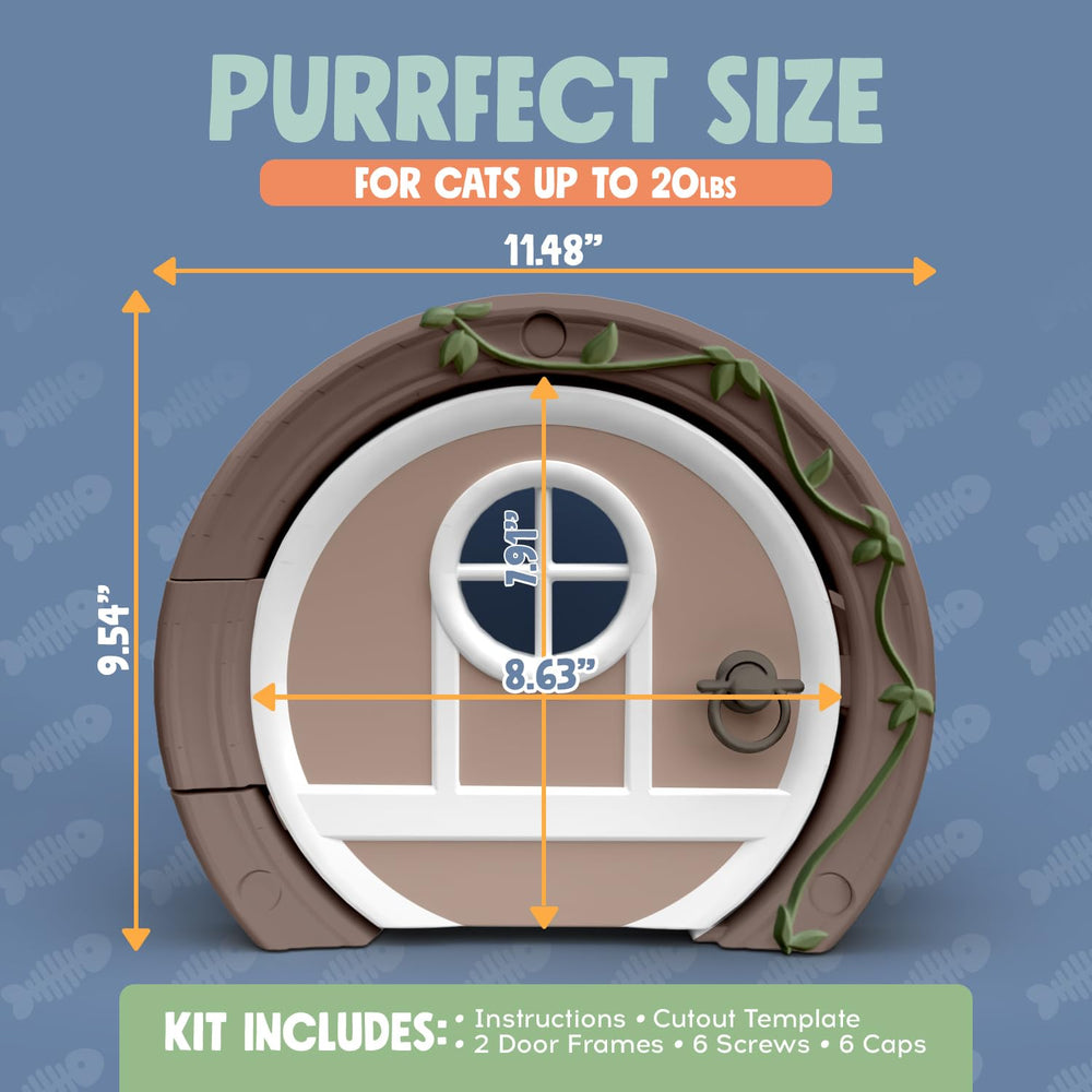 Purrfect Portal Gnome Door litter-box-hideaway: conceals litter area while blending with decor.