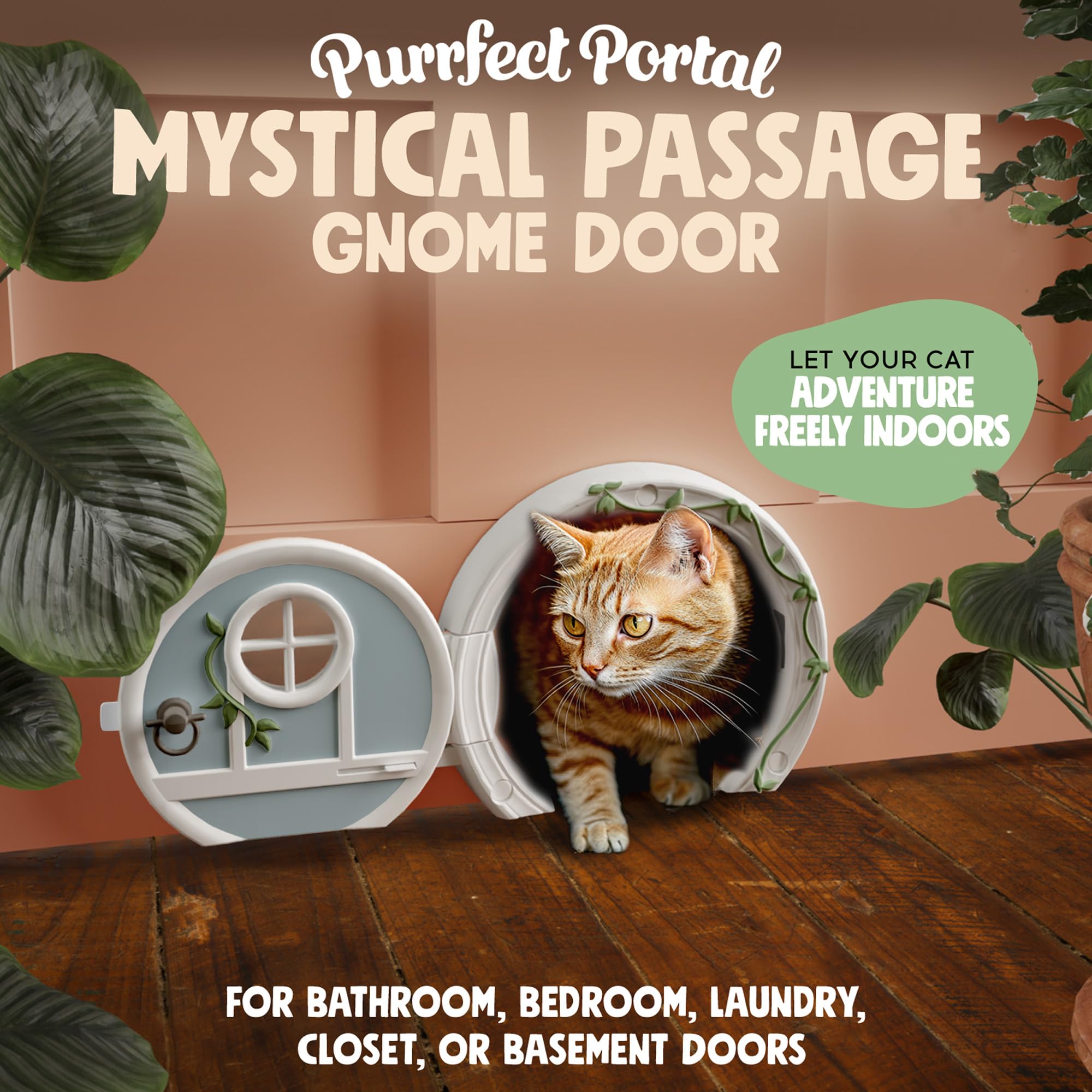Purrfect Portal Gnome Door lockable design enables controlled pet access