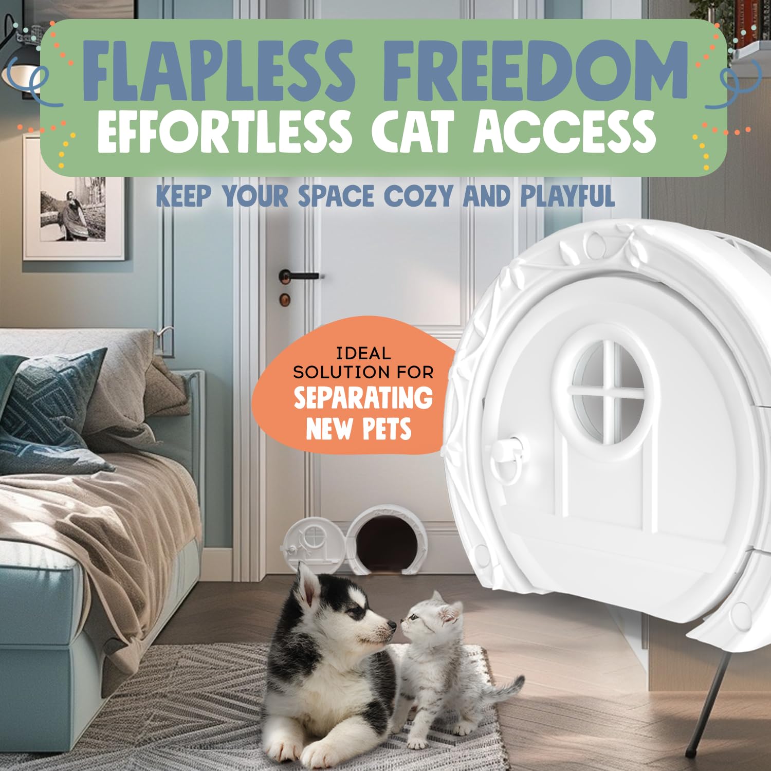 Purrfect Portal easy installation in minutes on standard interior doors