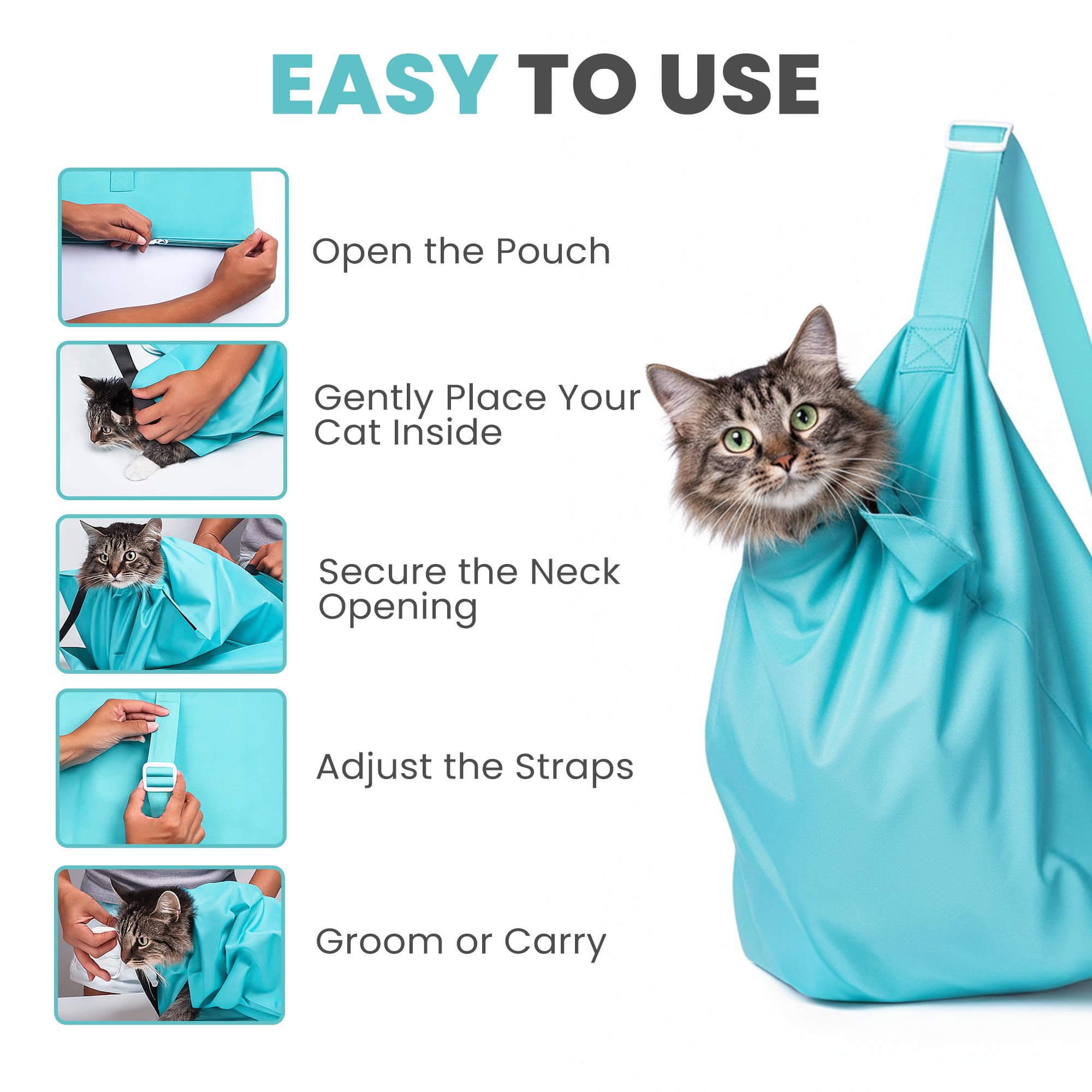 PURRFECT POUCH shoulder strap enables easy carrying during trips