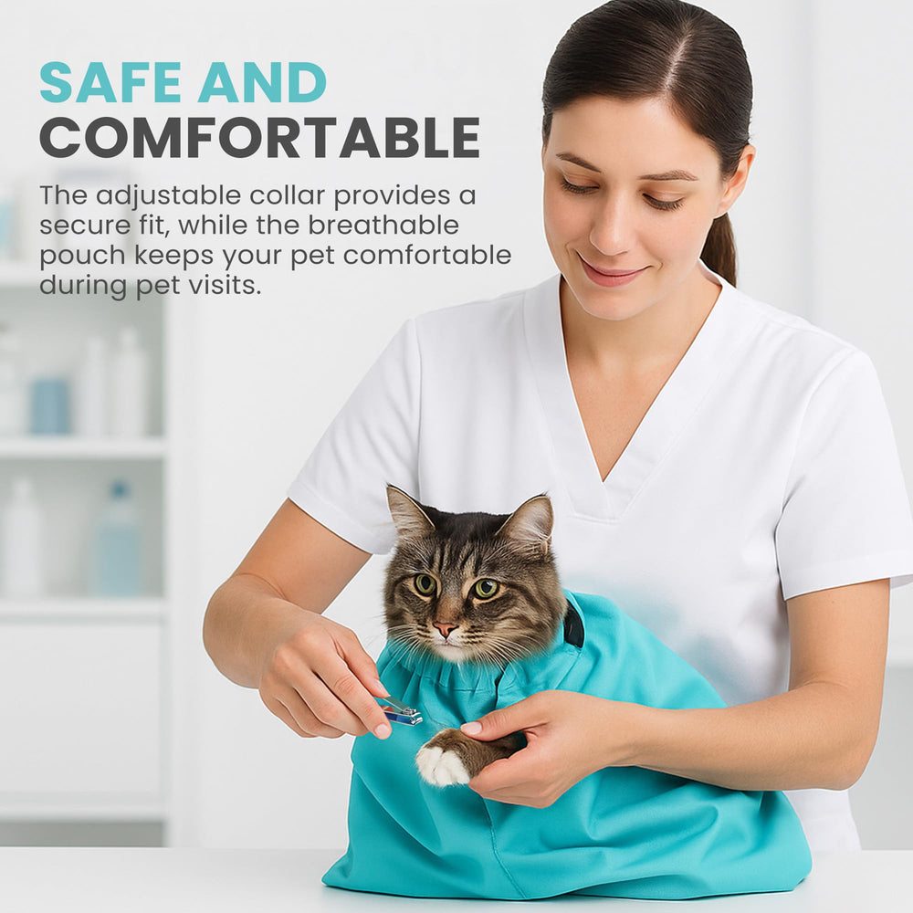 PURRFECT POUCH unzip for back paw access during secure handling