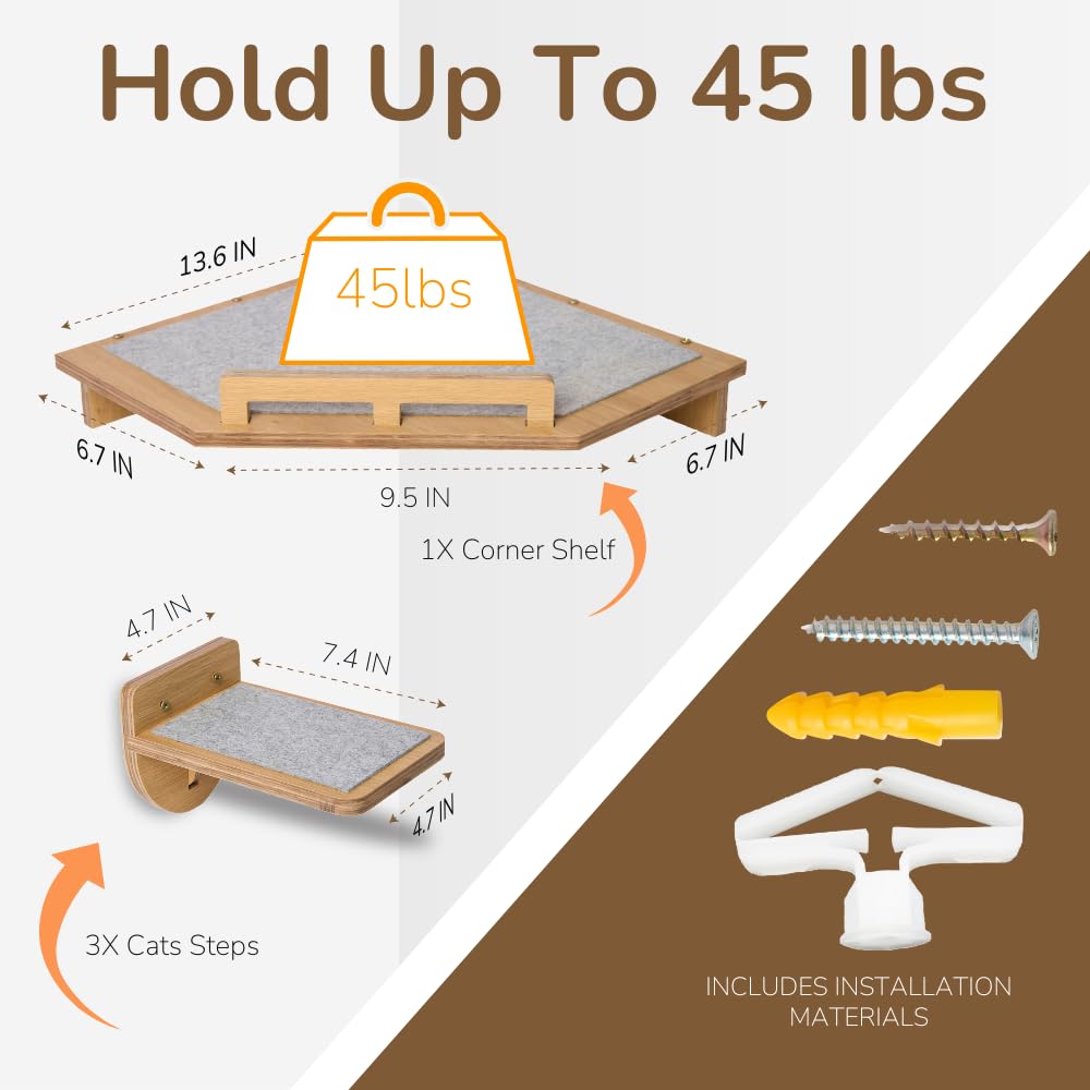 PurrHouse 3 non-slip steps on shelves support safe indoor climbing
