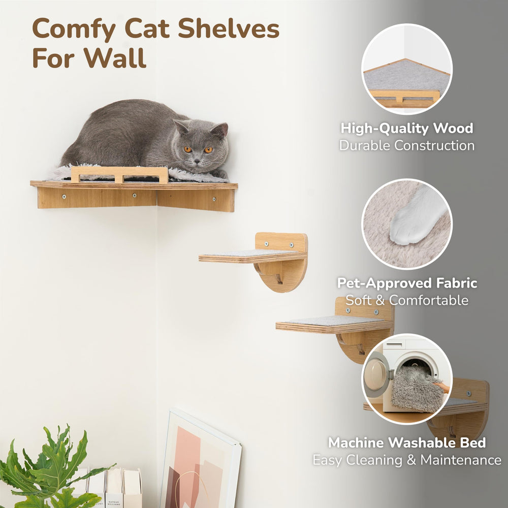 PurrHouse washable cushion on shelves keeps cleaning easy after playtime