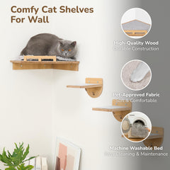 PurrHouse washable cushion on shelves keeps cleaning easy after playtime