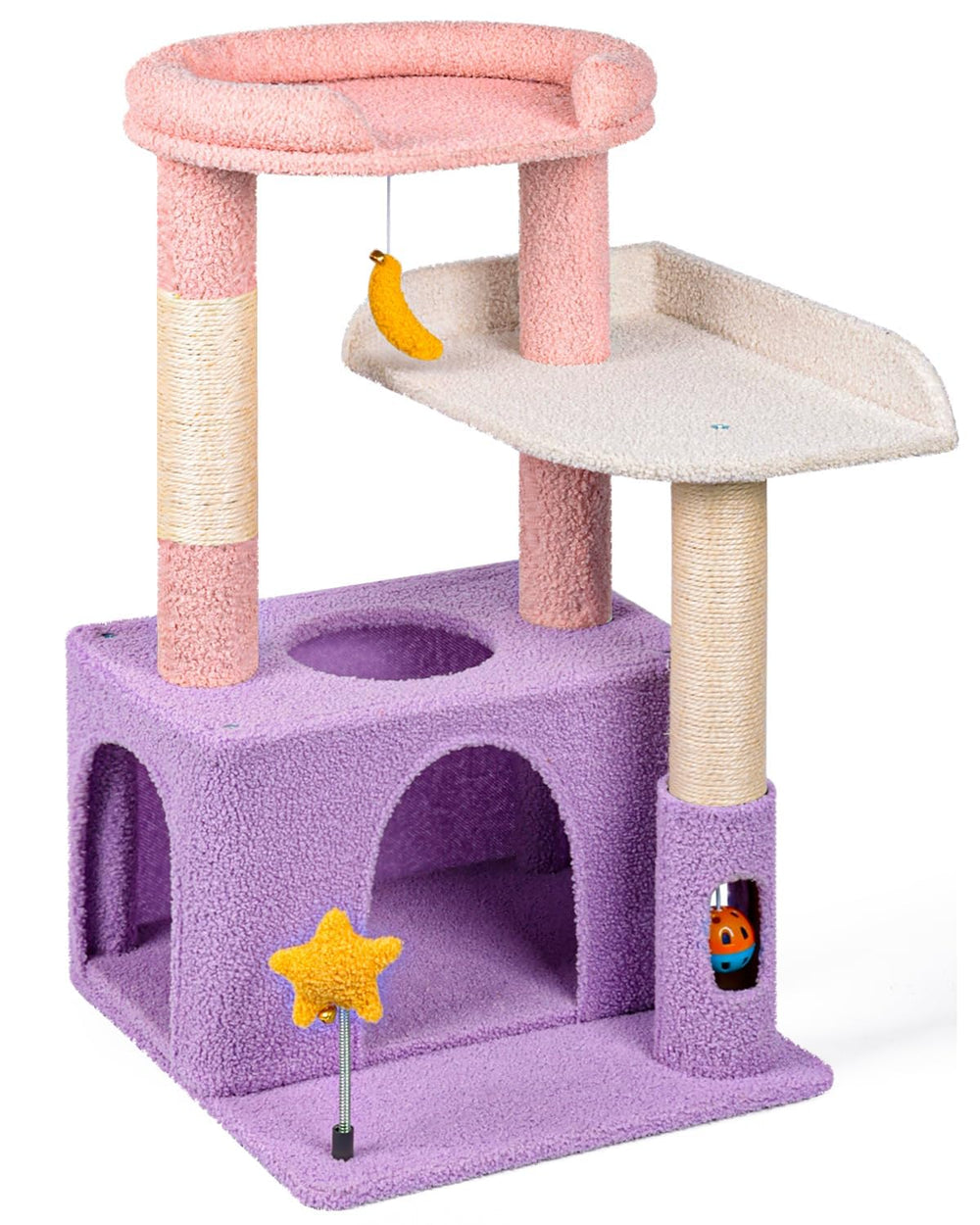 Purrlato 32in cat tower Moonlit Violet assembly-friendly design simplifies setup for busy households.