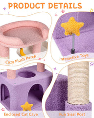 Purrlato 32in cat tower Moonlit Violet hammock invites cats to relax in a cozy cocoon.