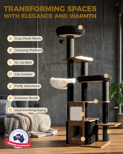 Purrlato 63-inch cat condos image shows cozy hideouts for privacy and naps.