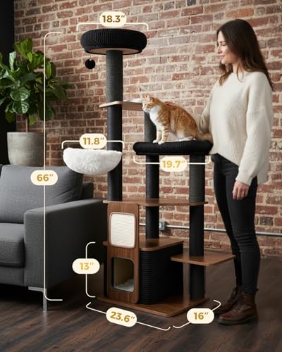 Purrlato 63-inch fabric platforms illustrate durable, easy-to-clean surfaces for daily play.