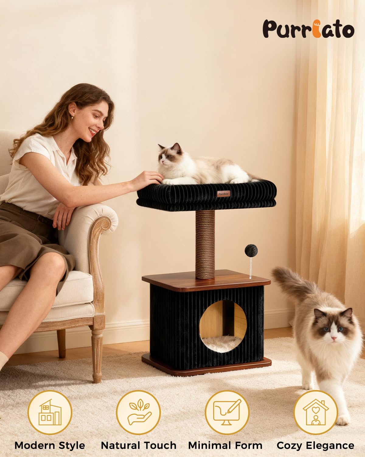 Purrlato dangling ball adds interactive play to daily routines.