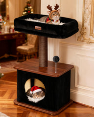 Purrlato top perch on cat tree offers elevated lounging and observation.