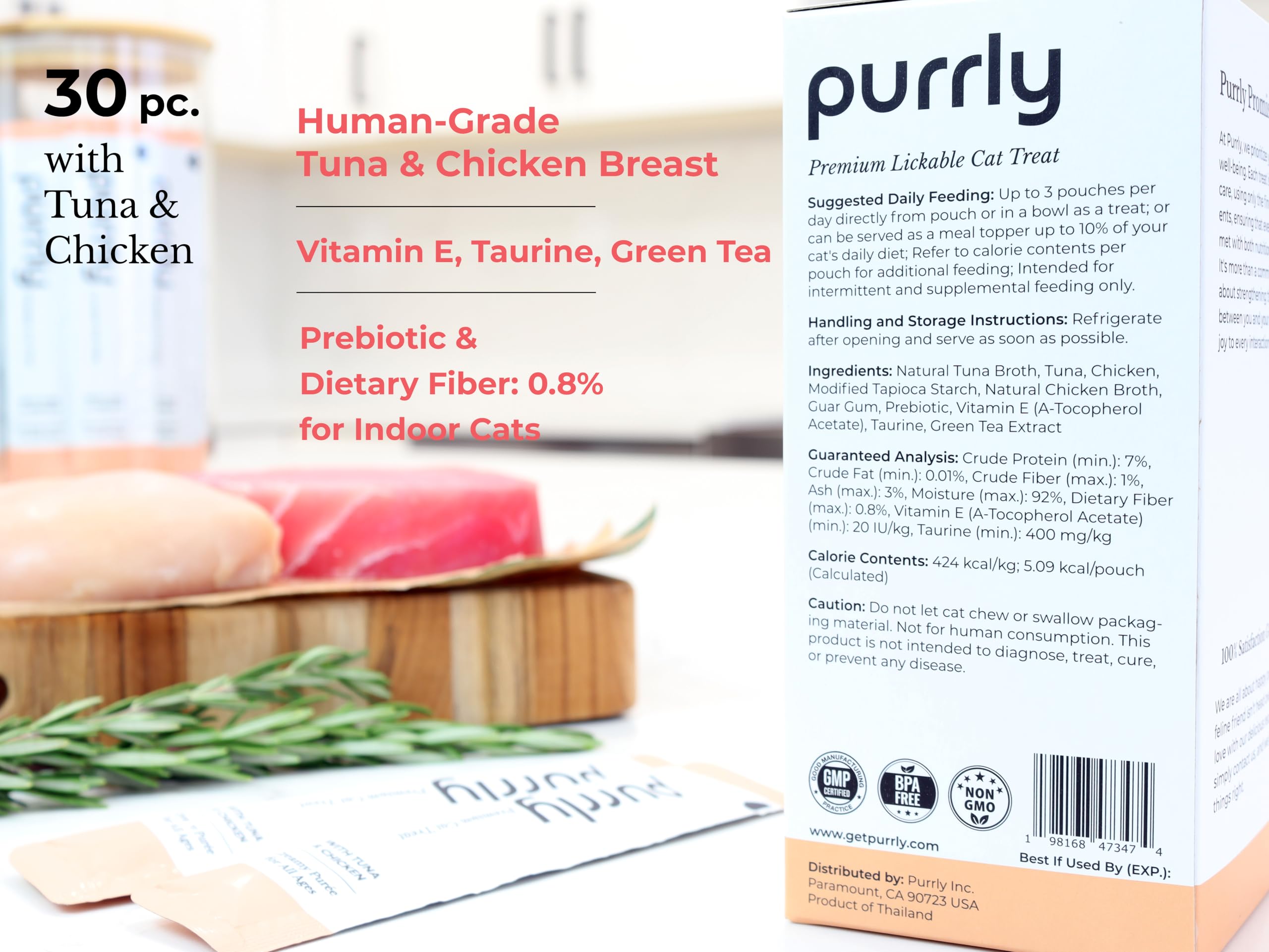 Purrly human-grade protein close-up highlights high-quality sourcing