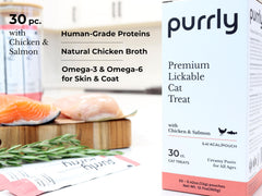 Purrly Hydrating Wet Cat Treat Topper pouch open ready to serve your cat.