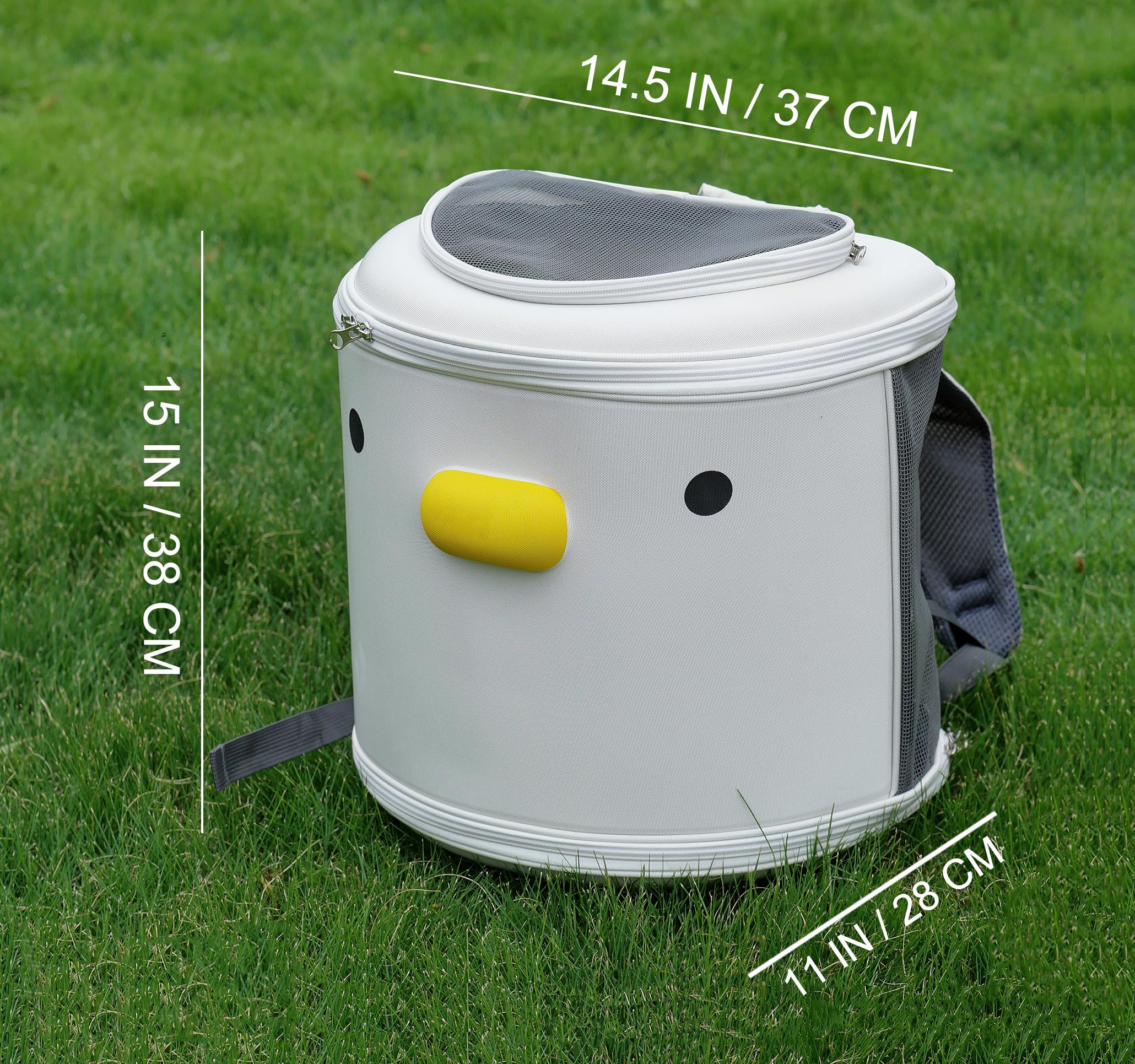PURROOM Cat Carrier Backpack top mesh windows let your pet peek safely.