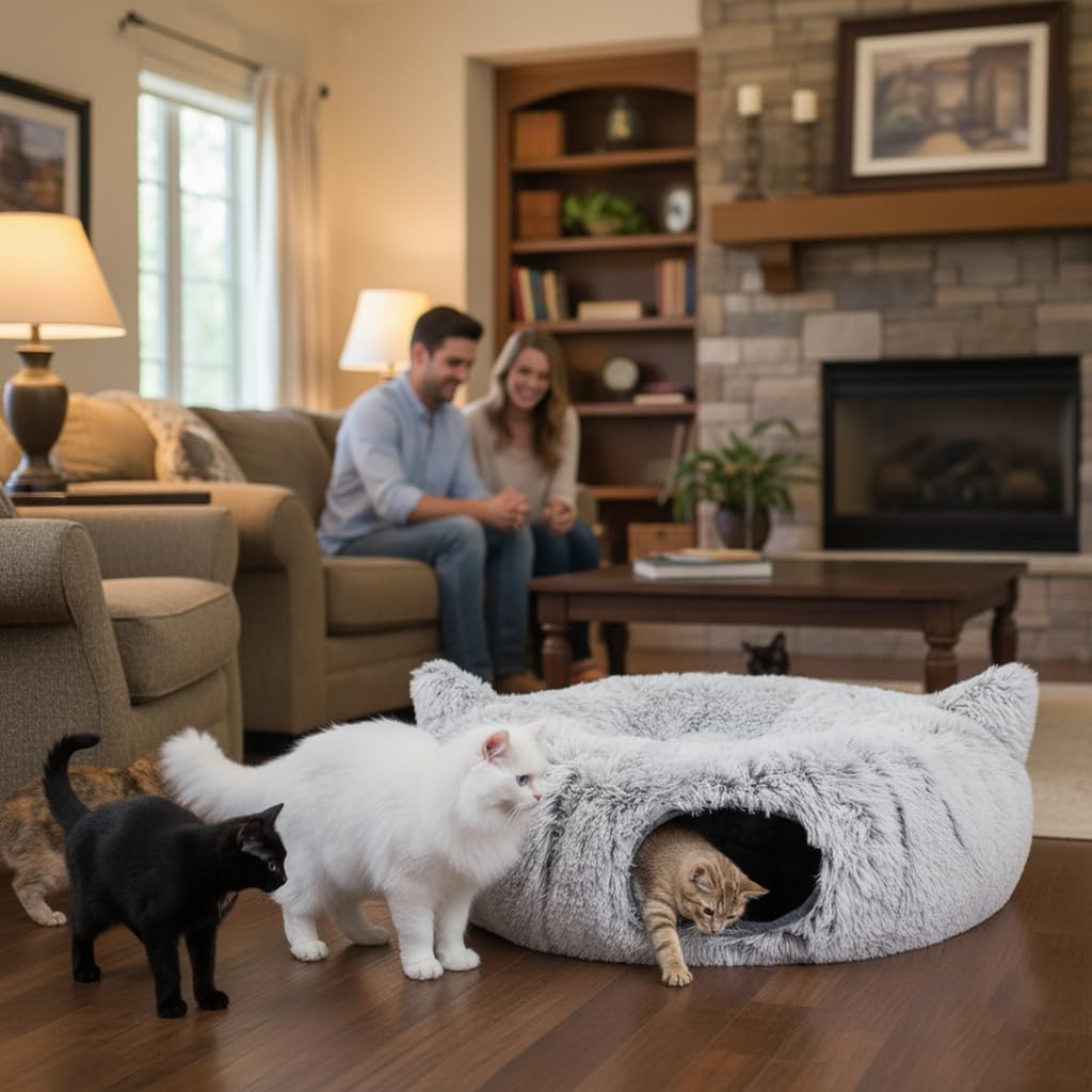 PurrPuff machine-washable cover keeps the bed fresh between uses.