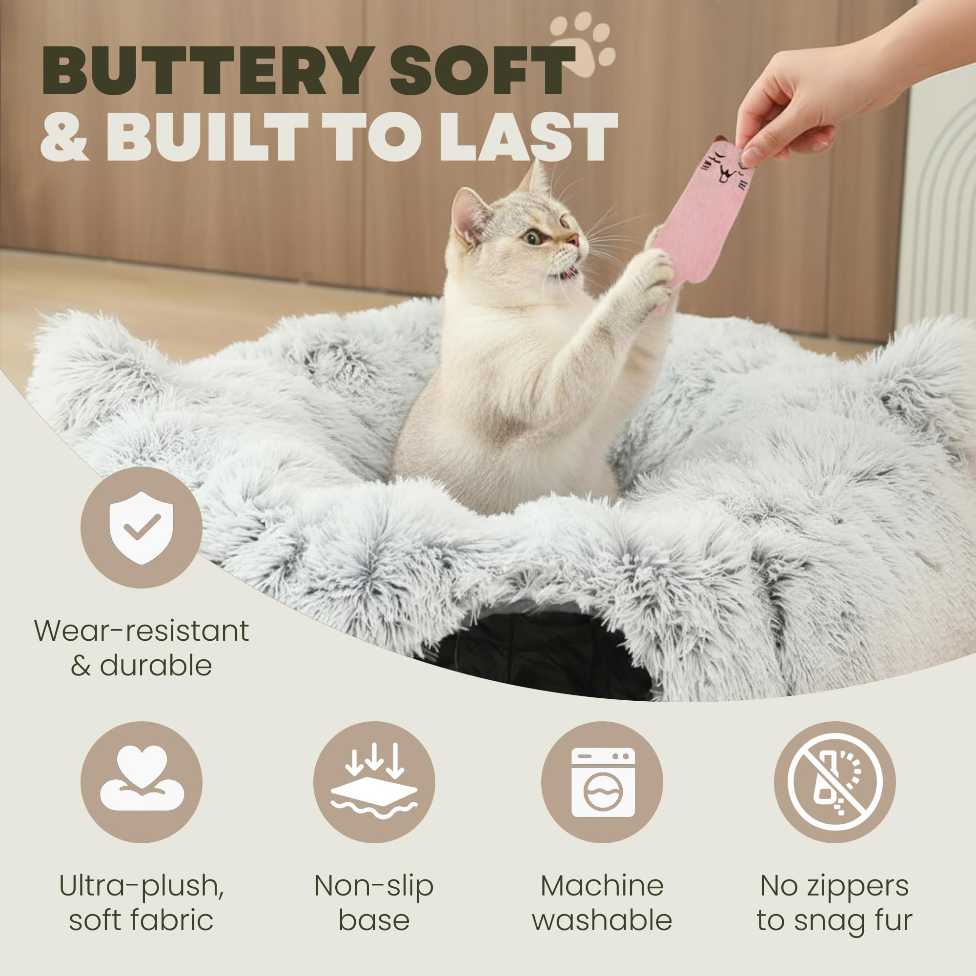 PurrPuff peekaboo openings image shows curiosity-friendly peek-through design.
