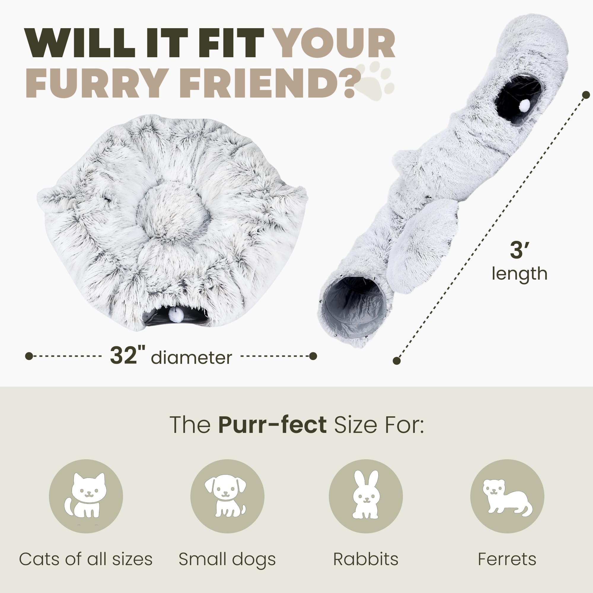 PurrPuff ultra-soft fabric with non-slip base supports stable play.
