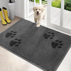 PURRUGS dirt-trapping door mat grey front view showing low-profile design for smooth door passage.