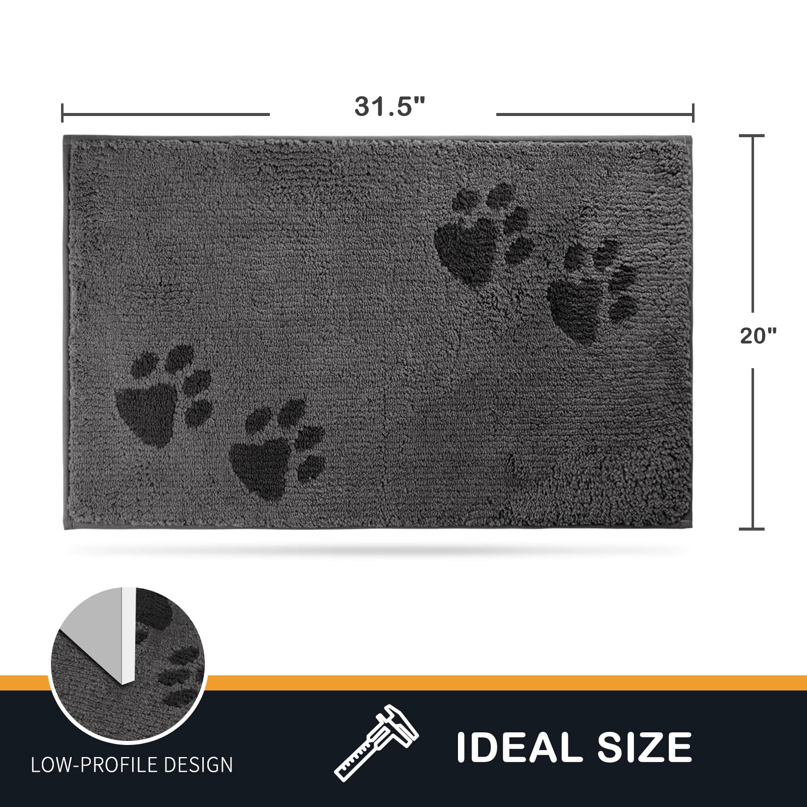 PURRUGS dirt trapping door mat close-up fibers show absorbent texture for mud and moisture.