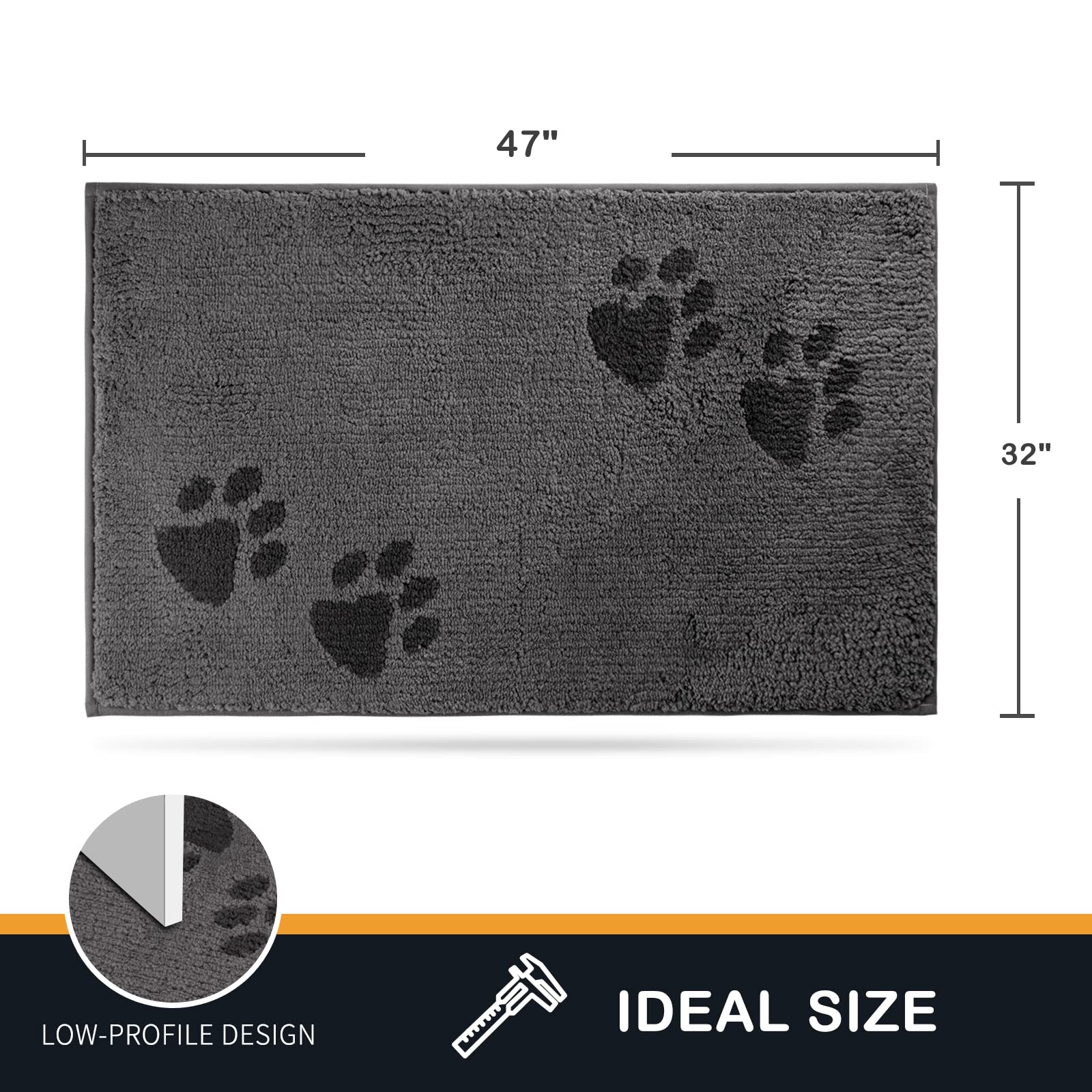 PURRUGS dirt-trapping door mat close-up pile demonstrates highly absorbent microfiber for wet shoes.