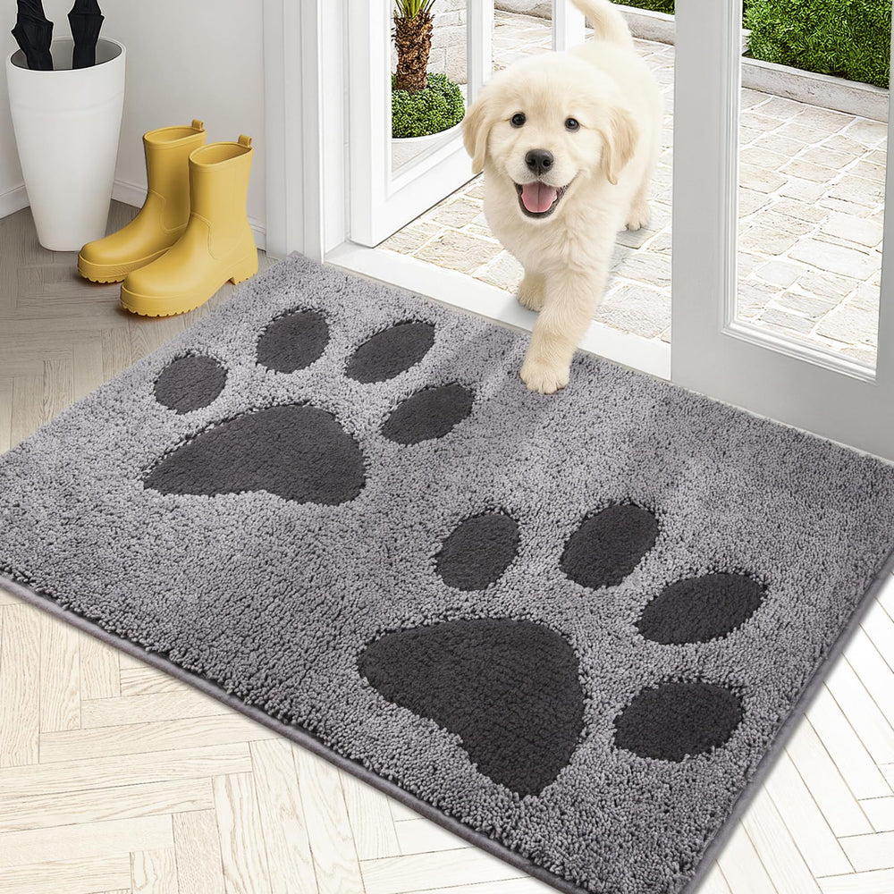 Purrugs dirt-trapping door mat at the front door traps dirt for cleaner entry.