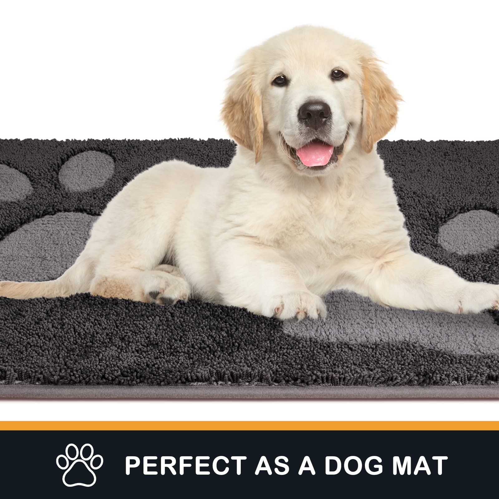PURRUGS dirt trapping door mat with non-slip backing keeps mat in place.