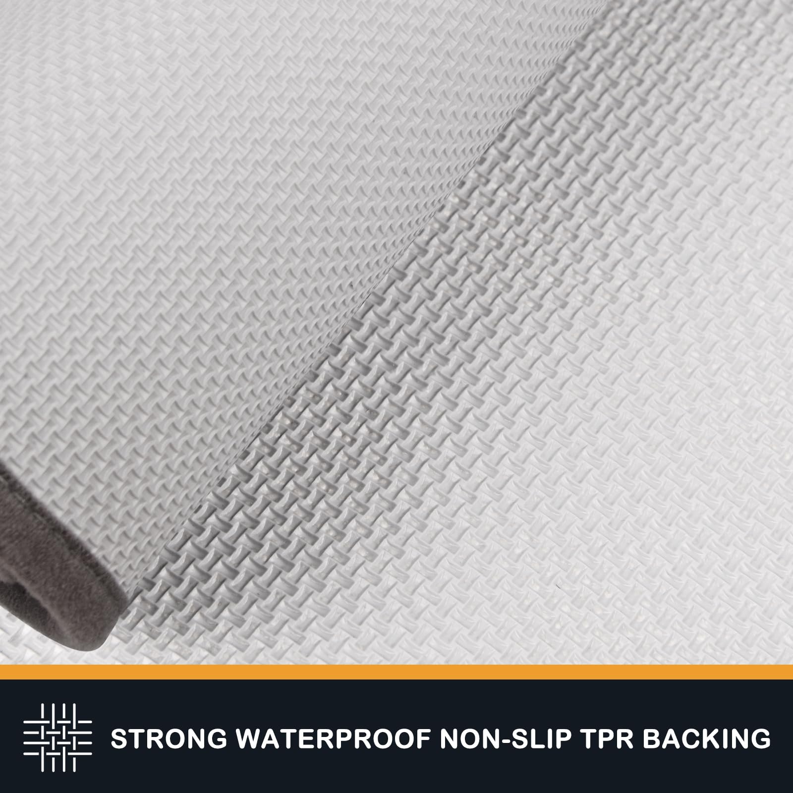 PURRUGS dirt trap door mat machine-washable tag close-up emphasizes easy cleaning.