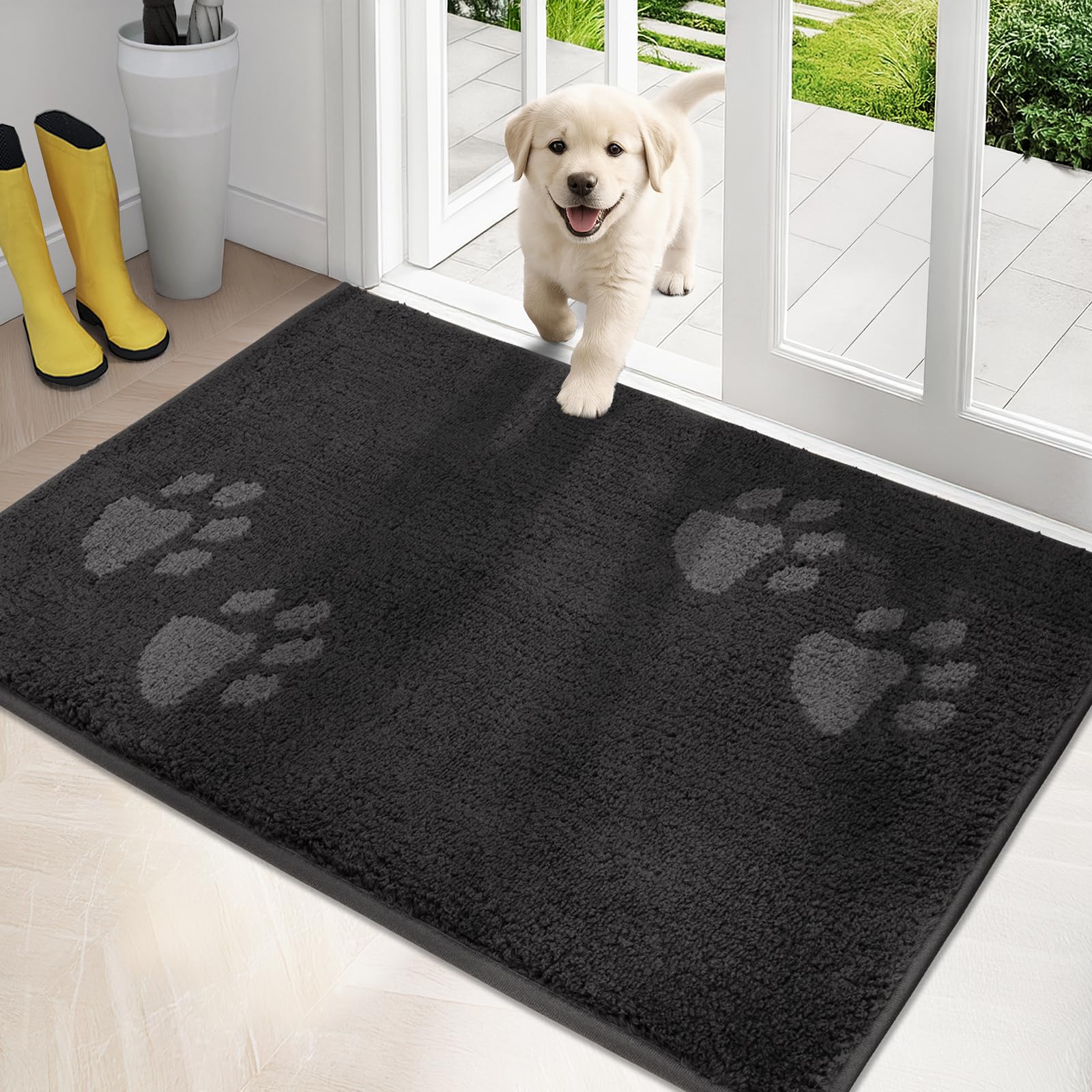 PURRUGS dirt trapping door mat 32x47 in charcoal traps dirt at entryways.