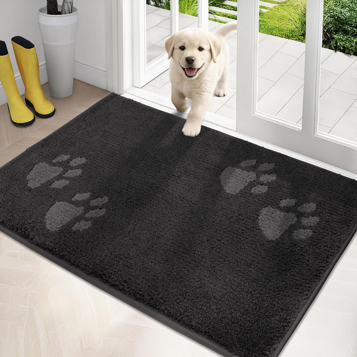 PURRUGS dirt trapping door mat 32x47 in charcoal traps dirt at entryways.