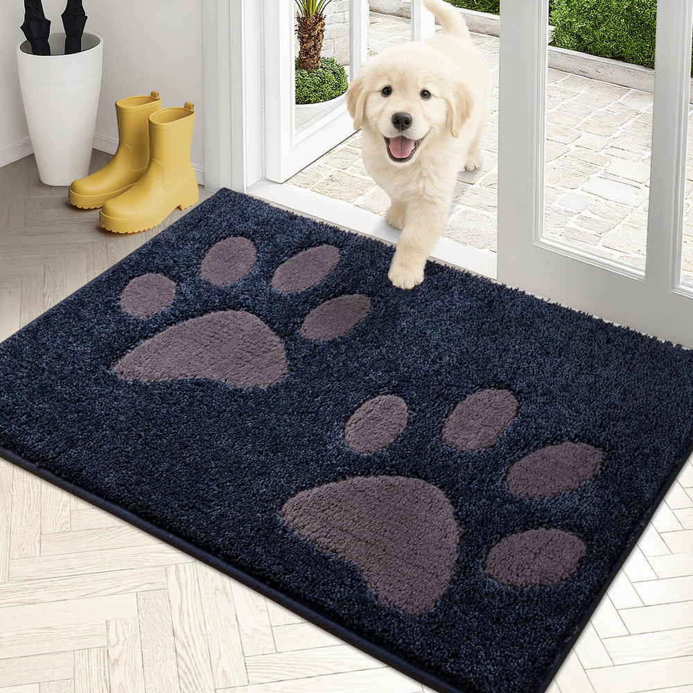 PURRUGS dirt-trapping door mat front view in navy traps mud and moisture.