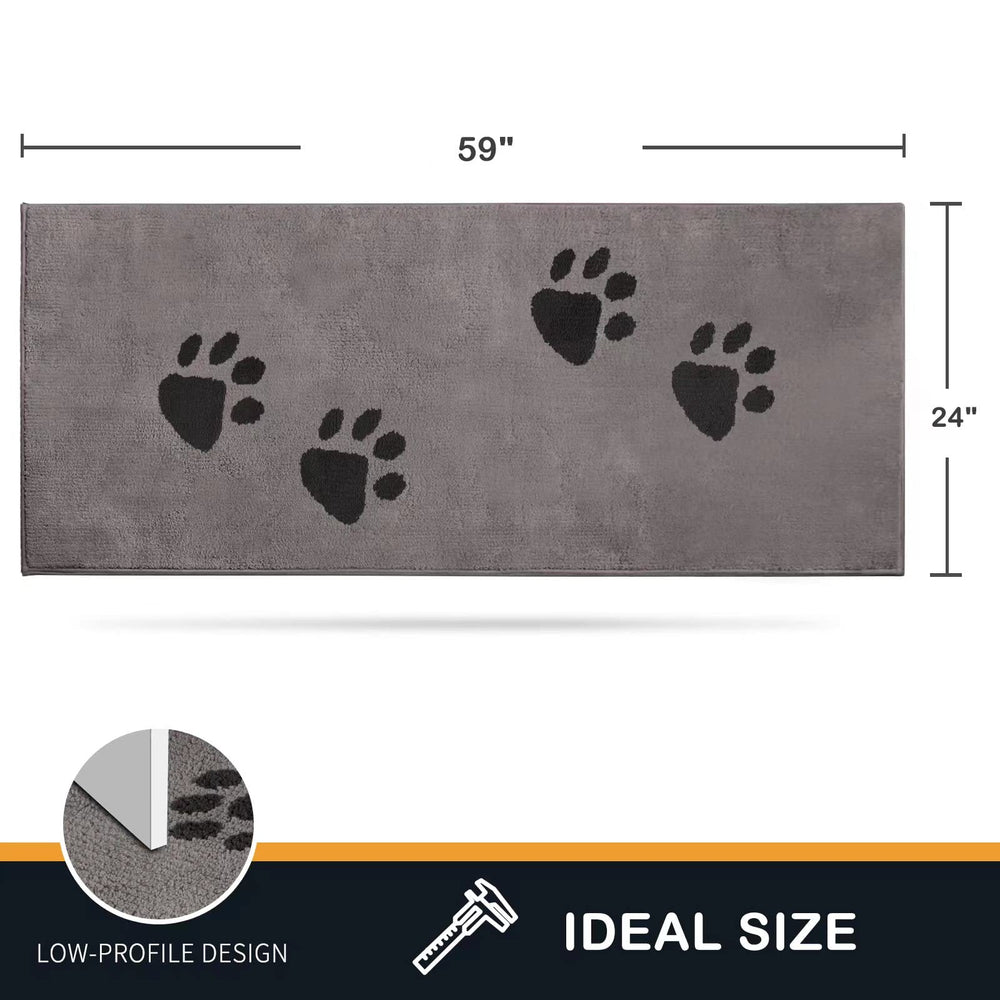 PURRUGS dirt trapping door mat moisture-absorption demonstrated on wet shoes at entry.