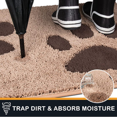 Purrugs dirt-trapping door mat close-up highlights thick microfiber moisture pickup.