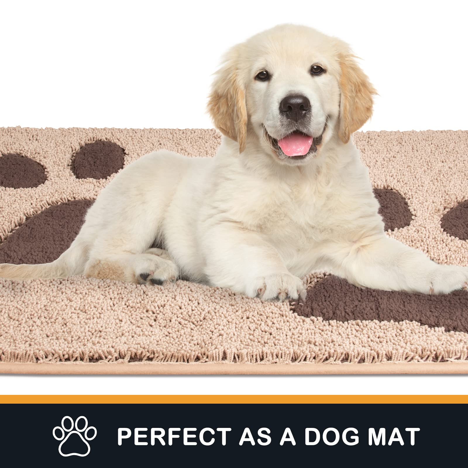 Purrugs dirt-trapping door mat with non-slip backing stays securely in place.