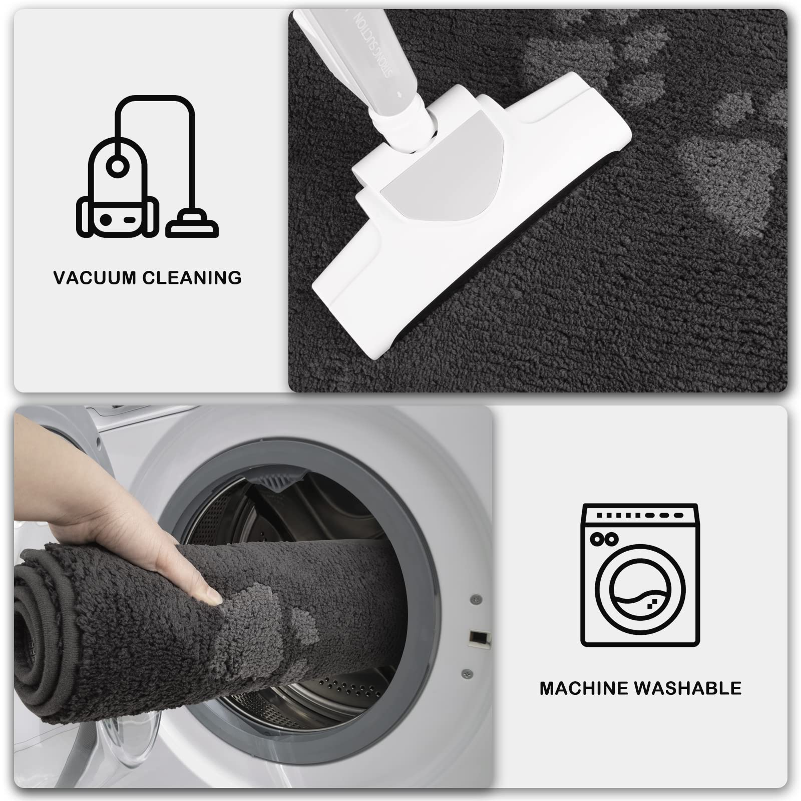 PURRUGS durable polyester pile endures high-traffic entryways and paws.