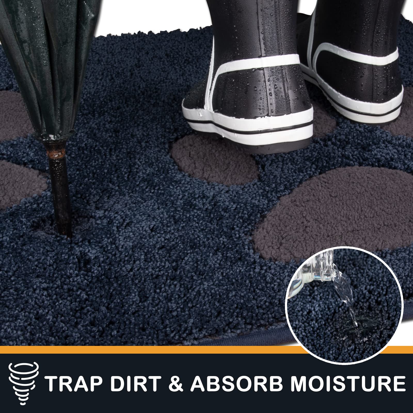 PURRUGS entryway rug non-slip back keeps mat in place on slick floors.