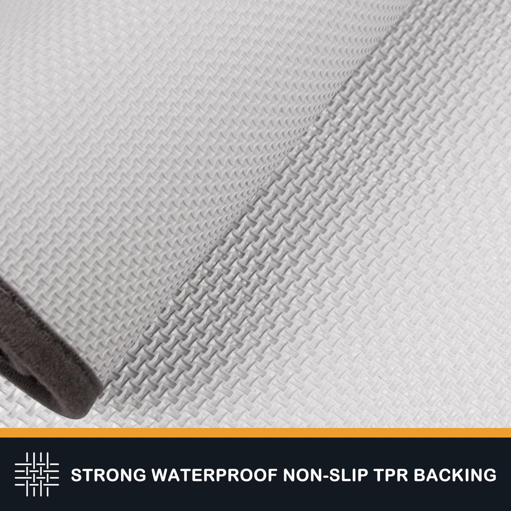 PURRUGS non-slip backing keeps the mat in place on slick floors.