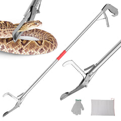 Puzau 78-inch folding snake grabber tool showing extended reach for safe handling