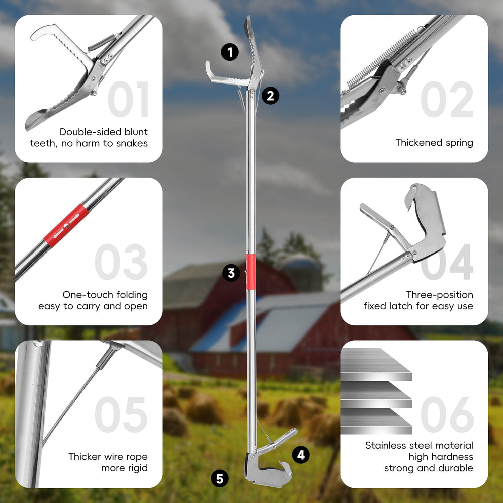 Puzau stainless steel jaw provides strong grip without harming the snake