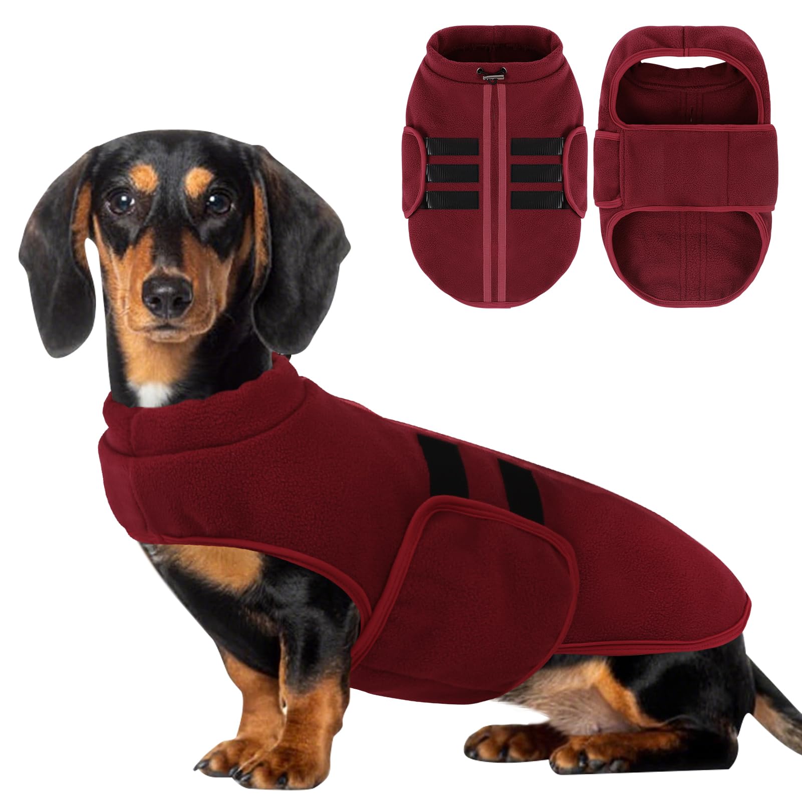 PUZAUKAL dog sweater with adjustable neck and belly straps for a secure fit.