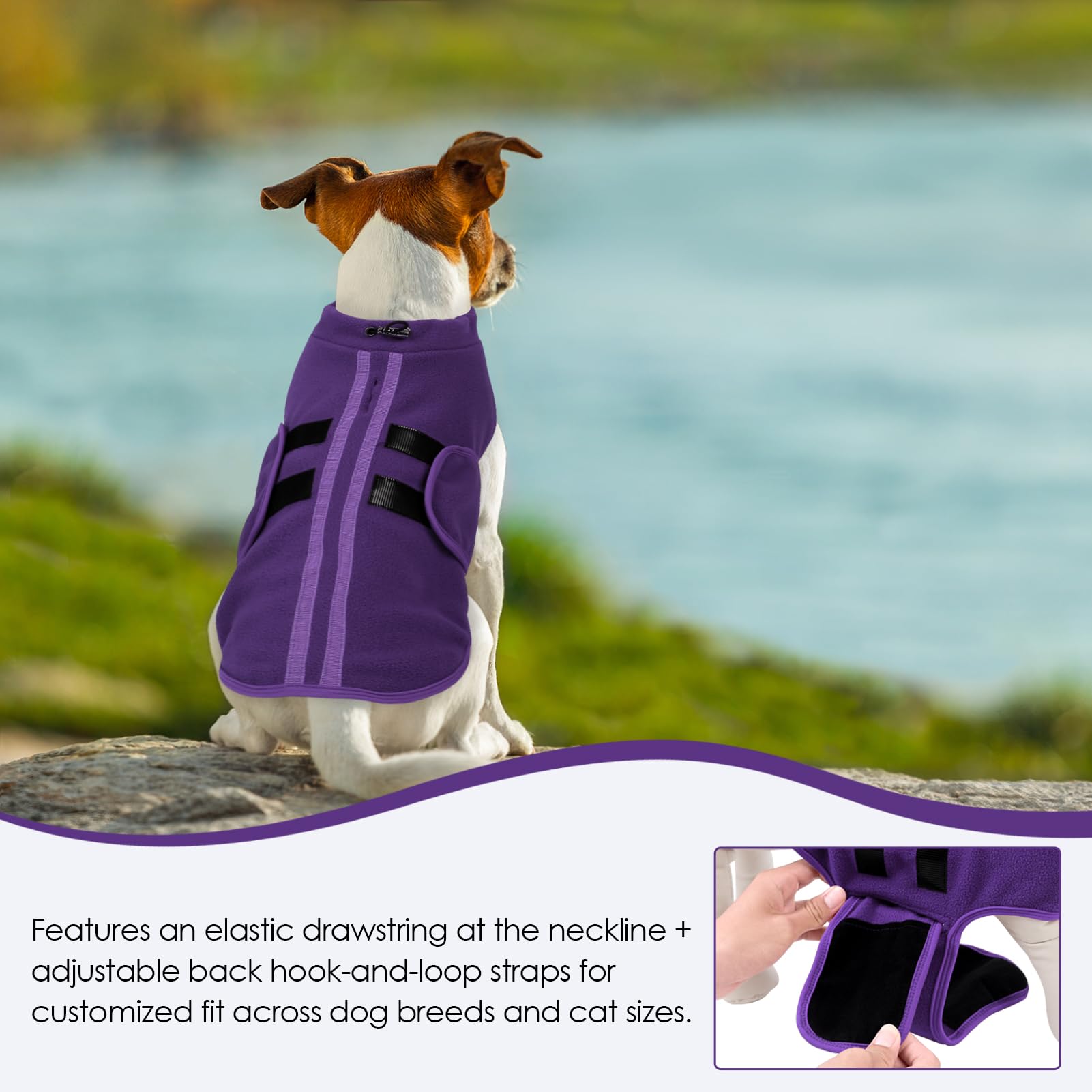 PUZAUKAL dog sweater easy-on-off round neck purple L for quick wear